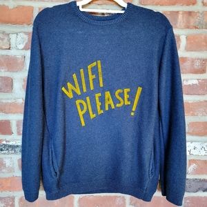 Zara WiFi Please Text Pullover Knit Boys Women's Sweater | Blue | sz Boy 13/14